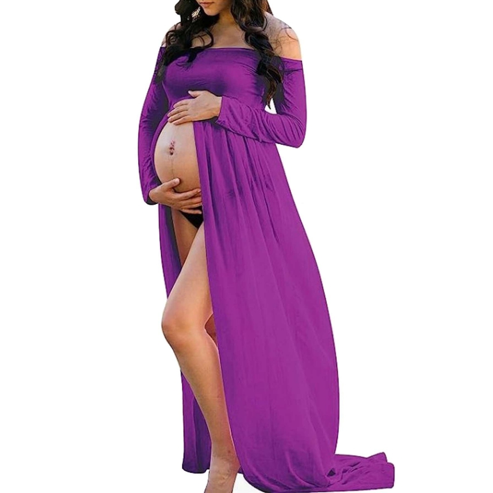 Purple maternity photoshoot dress